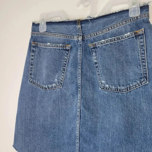 ZARA WOMAN Premium Denim Collection Cutoff Mini Skirt Distressed Button Fly - Picture 6 of 8